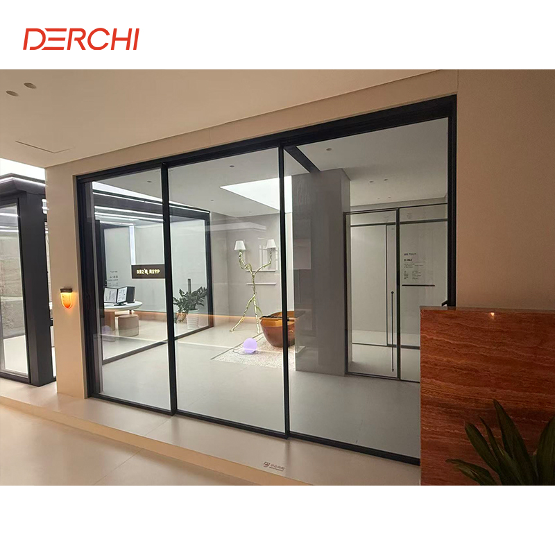 DERCHI Factory Direct Modern Customized Aluminum Profile Interior Sliding Glass Door for Office Kitchen Home