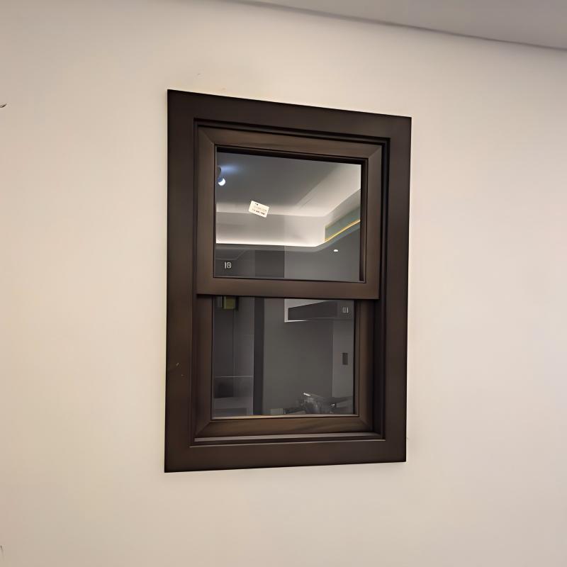 Hot Sale Single Hung Window Modern Design Black Aluminum Double Glazed Sliding Vertical Windows for Kitchen Use