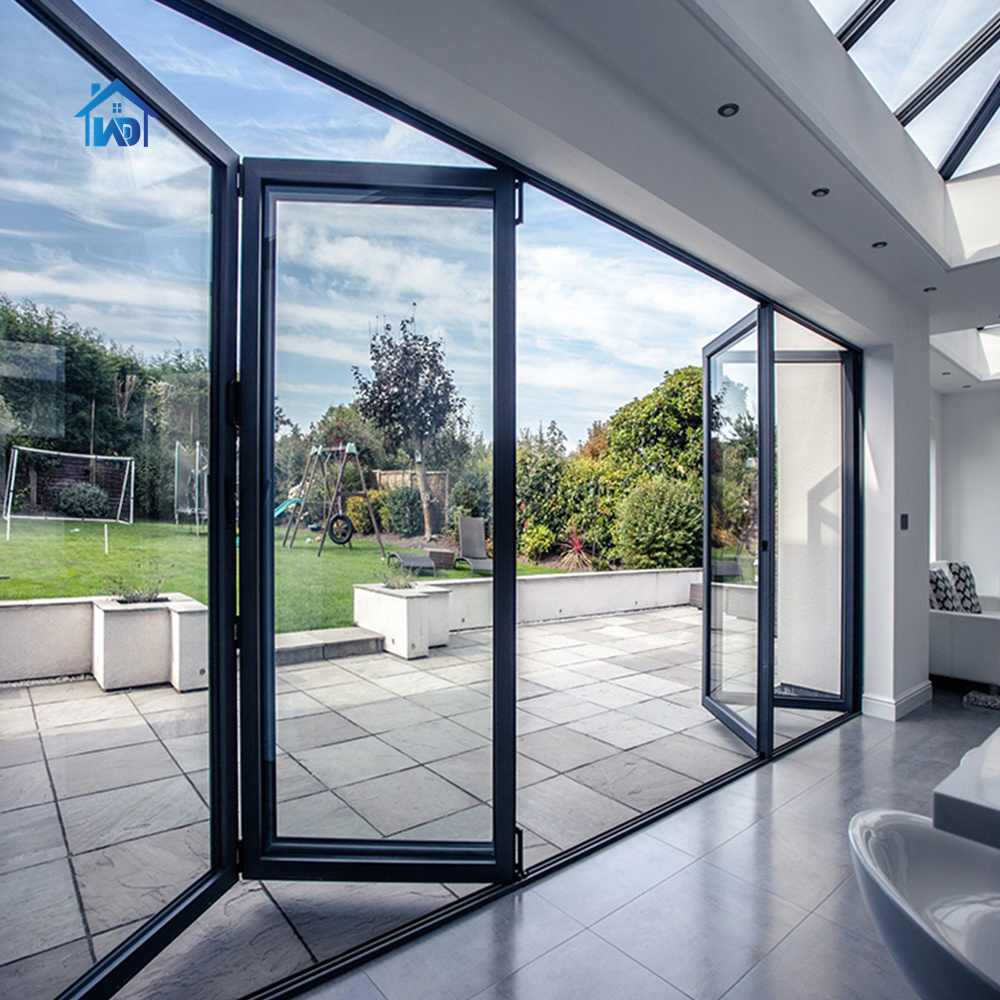 Modern Design Large Triple Glass Bi Fold Aluminium Vertical Sliding Folding Window Door Hurricane-Proof Impact Folding Aluminum