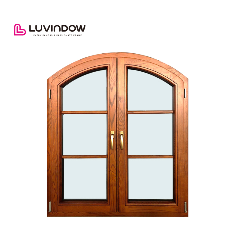 Modern House Designs Wooden Aluminium Casement Arch Window Custom Special Shape Glass Windows