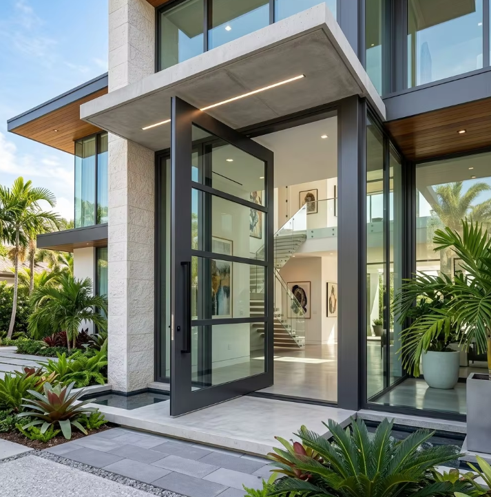 Premium Minimalist Aluminum Pivot Entrance Door Professional Grade Rotating Door for Luxury Living