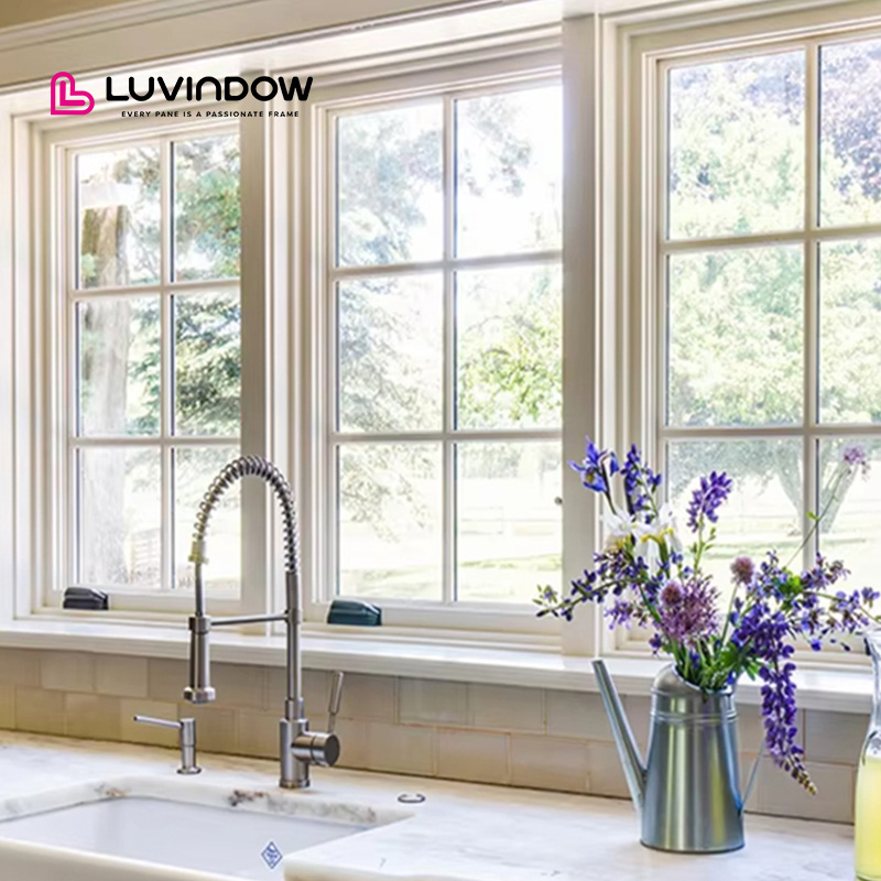 LUVINDOW Smooth Operation Sturdy Frame Energy Saving Thermal Break Aluminum Awning Windows for Classic American Projects