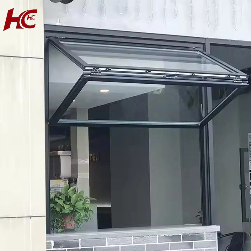 Modern Double Glazing Folding Window for Outdoor Shops Kitchens Terraces Aluminum Alloy Foldable Vertical Slide Opening Design