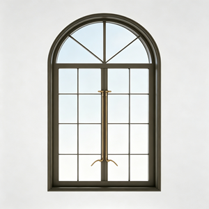 Retro Outward Swing Window Aluminum Alloy Frame Classic Design French Casement Window Double Glazed Insulated Glass Arch Windows