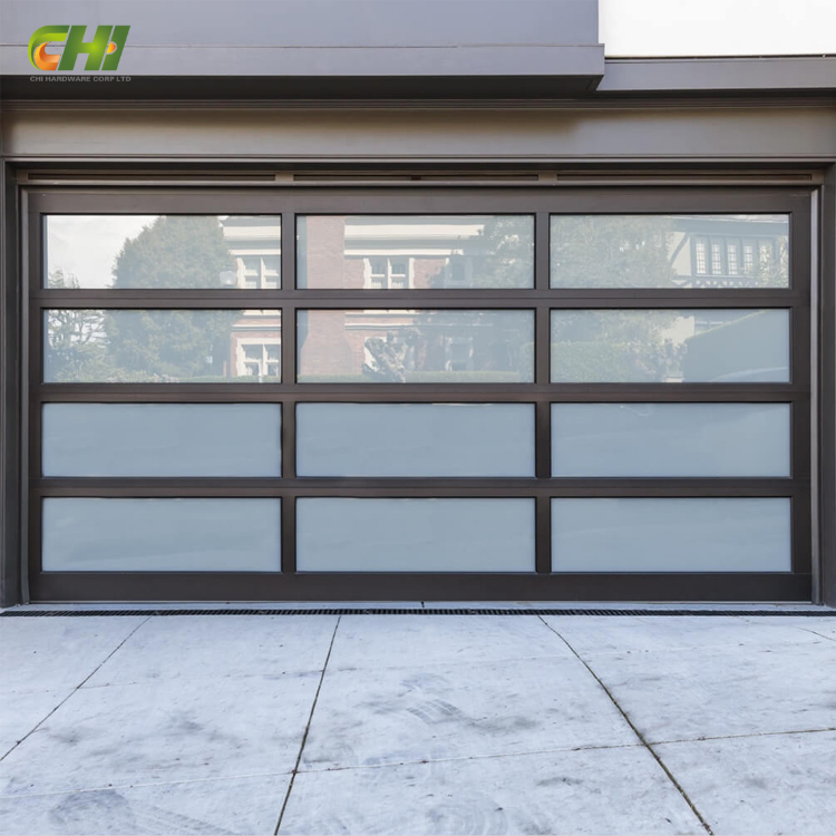 10x10 Full View Aluminum Sectional Glass Garage Door with Double Panels Custom Size for Wholesale