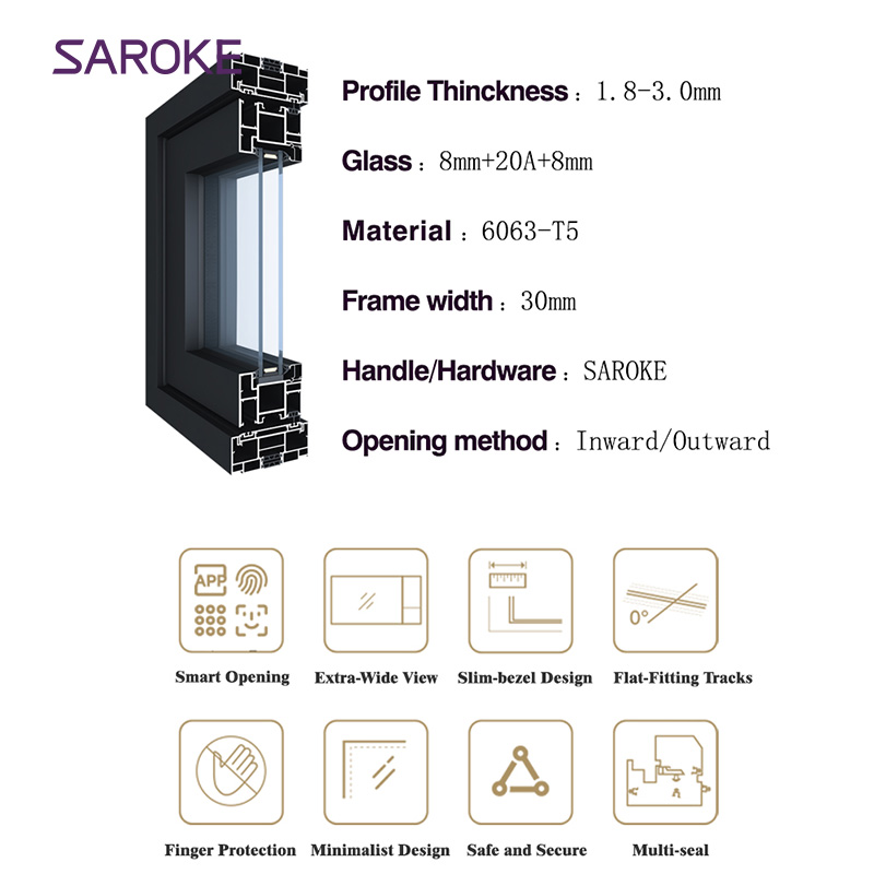 American Standard Thermal Break Soft Close Slim Double Glass Interior Aluminium Alloy Pivot Door