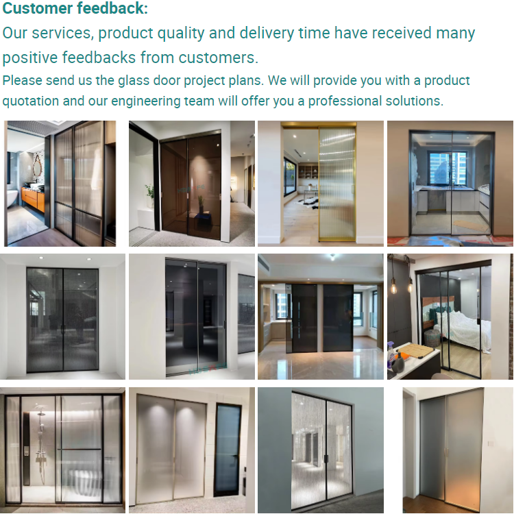 HDSAFE 8mm Tempered Glass Door Telescopic Sliding Door System Patio Door Aluminium Slim Frame Profile Sliding Doors for Project