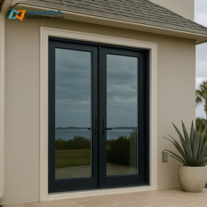 Custom Aluminum French Glass Swing Doors Soundproof Hurricane Impact Double Glazed French Doors For Villa