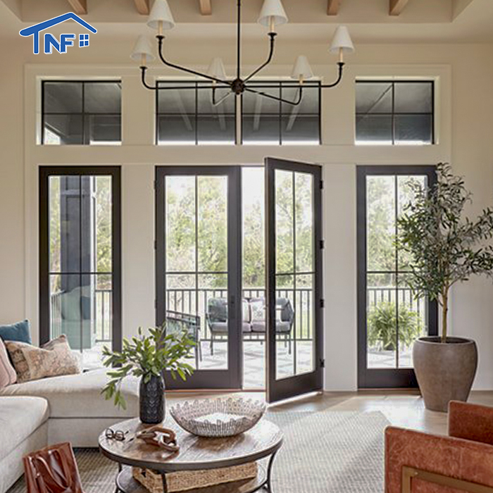 Aluminum Hinged Patio Doors European Standard Double Panels Swing Style Door Modern French Glass Casement Entry Doors