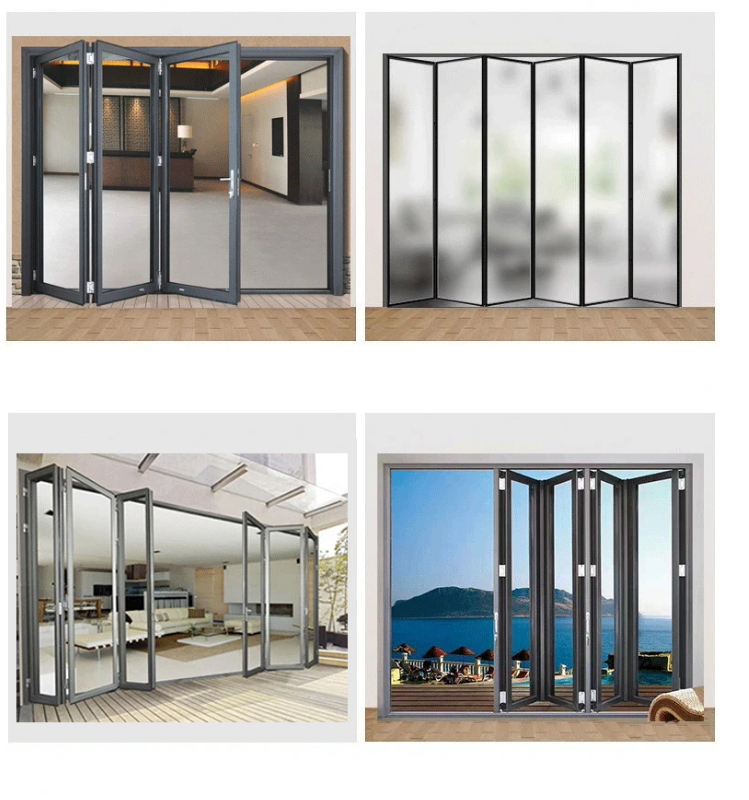 Front Entry Exterior Bi Fold Sliding Doors Interior Patio Door System Design Waterproof Glass Foldable Aluminum Folding Doors
