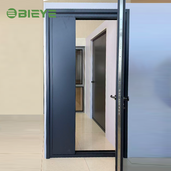 Modern Style Frameless Aluminum Glass Exterior Swing Bathroom Entry Door with Thermal Insulation for Hotel Use