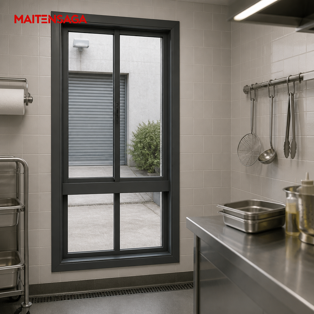 Aluminium Sliding Window Clear Glass Fixed Lower Panels Modern for Kitchen Living Room Basement-Energy Saving Apartment Hotel