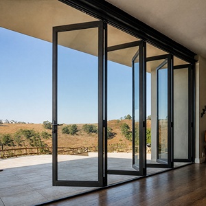 Modern Aluminium Patio Folding Doors Thermal Break Double Tempered Glass