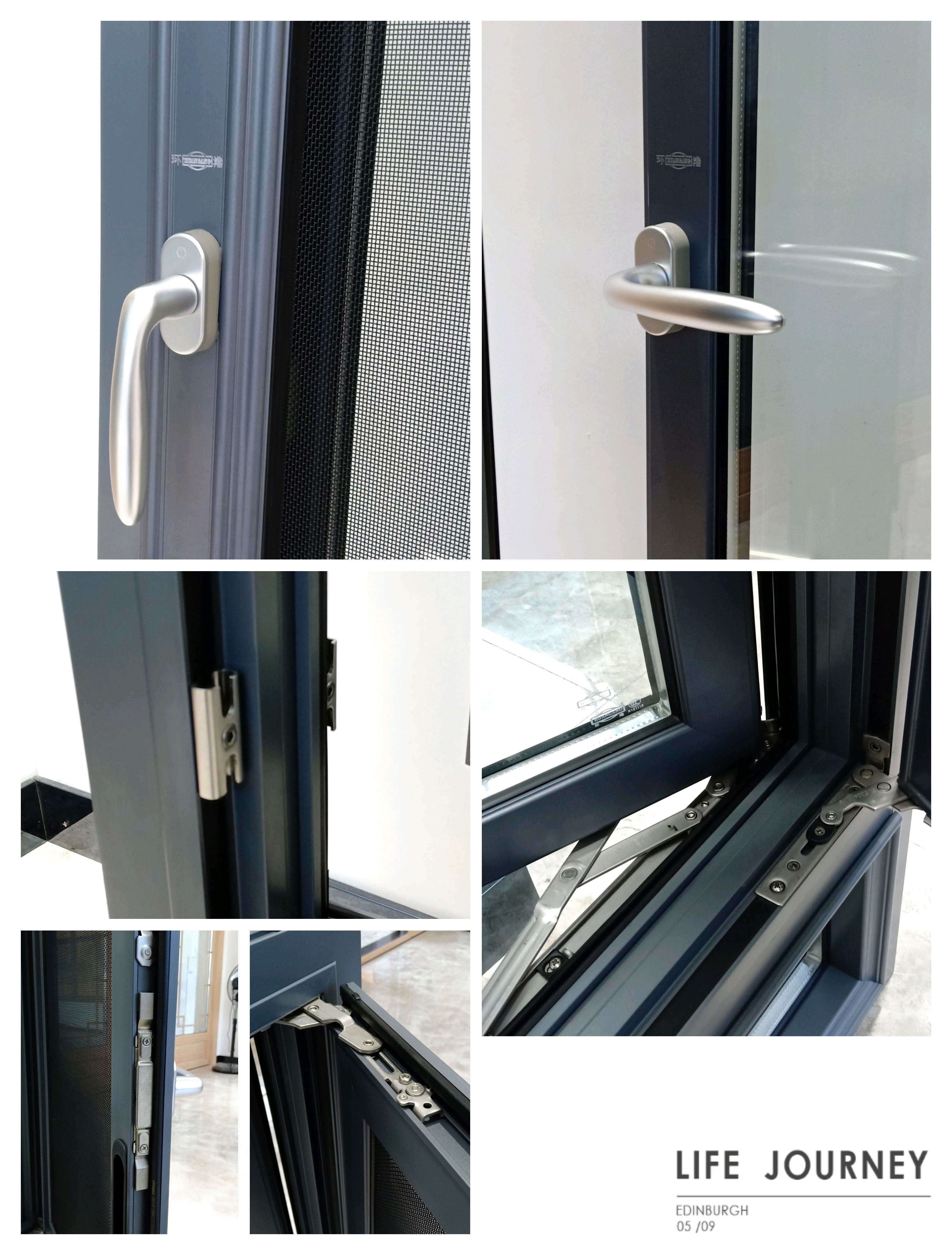 Modern Aluminum Alloy Swing Bay Window with Tempered Glass | Stainless Steel Trim Bedroom Kitchen &amp; Bathroom Ventilation