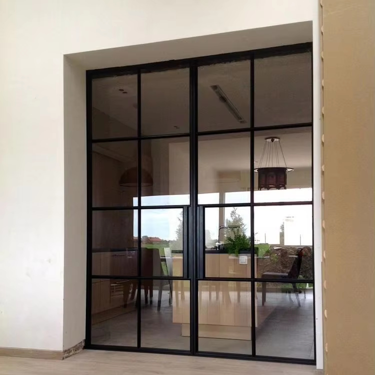 CBMmart French Black Villa Windproof Wrought Iron Swing Interior Door With Glass For Balcony Patio And Windows