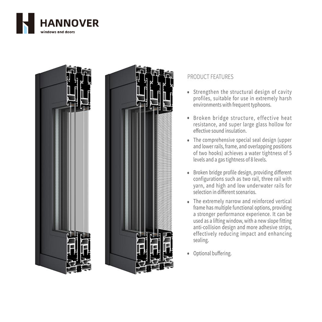 HANNOVER As2047 Australian Sliding Door Double Glazed Cavity Sliding Doors Exterior Stacking Balcony Aluminum Sliding Doors