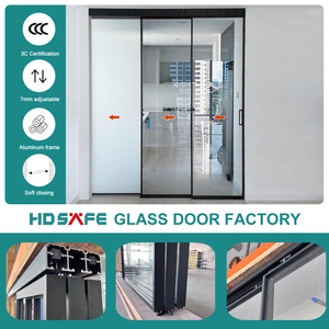 HDSAFE 8mm Tempered Glass Door Telescopic Sliding Door System Patio Door Aluminium Slim Frame Profile Sliding Doors for Project