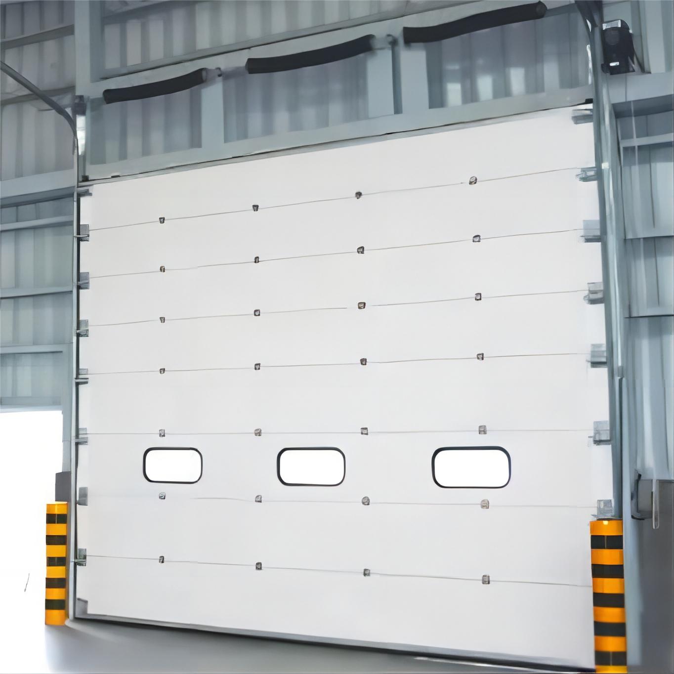 Industrial Workshop Garage Door Thermal Insulated Automatic Overhead Sectional Door with Finished Surface and Windproof Feature