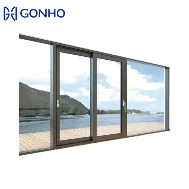Aluminum Sliding Mesh Door Patio Sliding Aluminum Storefront Door Exterior Aluminum Frame Double Glass Slide Door