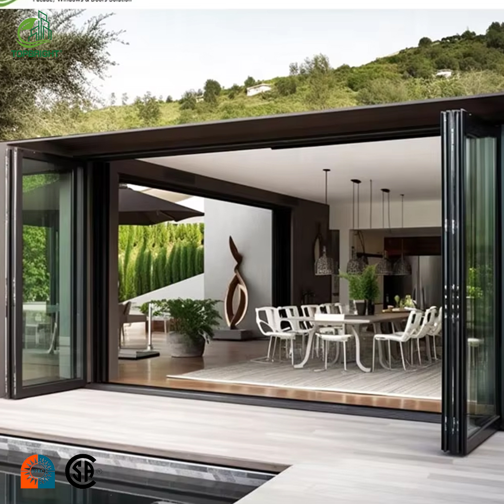 Residential Outdoor Aluminium Folding Glass Door Door Folding Grill Design Bifold Door Exterior