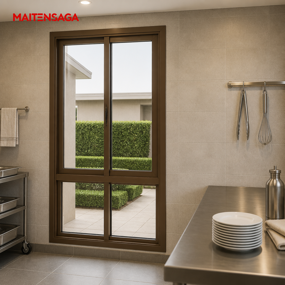 Aluminium Sliding Window Clear Glass Fixed Lower Panels Modern for Kitchen Living Room Basement-Energy Saving Apartment Hotel
