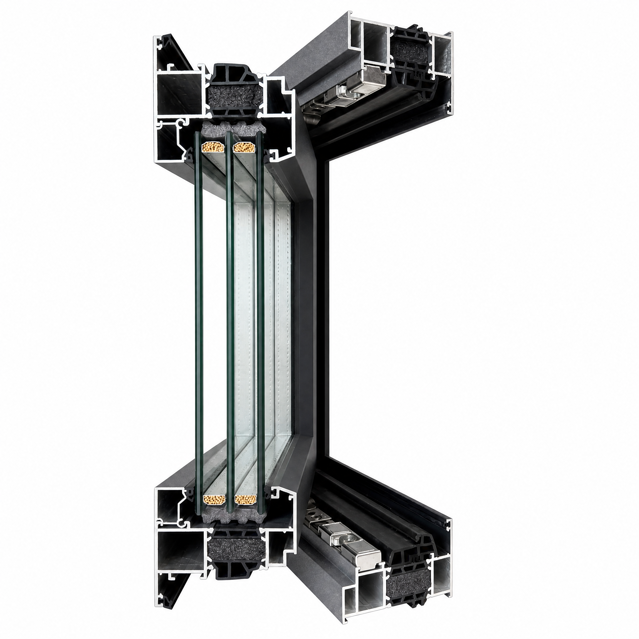 Custom Made Thermal Break Modern Brown Aluminum Windows &amp; Doors Triple Insulated Glass For Bedroom Villa Hotel Use-Energy Saving