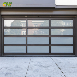 10x10 Full View Aluminum Sectional Glass Garage Door with Double Panels Custom Size for Wholesale