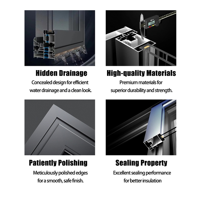 Modern Double Glazing Folding Window for Outdoor Shops Kitchens Terraces Aluminum Alloy Foldable Vertical Slide Opening Design