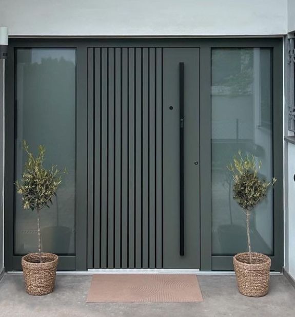 CBMMART Entrance Anti-theft Metal Cast Aluminum Door Security Front Pivot Door Aluminum Entry Door with Glass