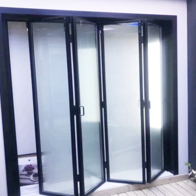 Safety Glass Aluminum Bi Folding Door Heavy Duty Frame Wide Opening Modern Design Stable Folding Door