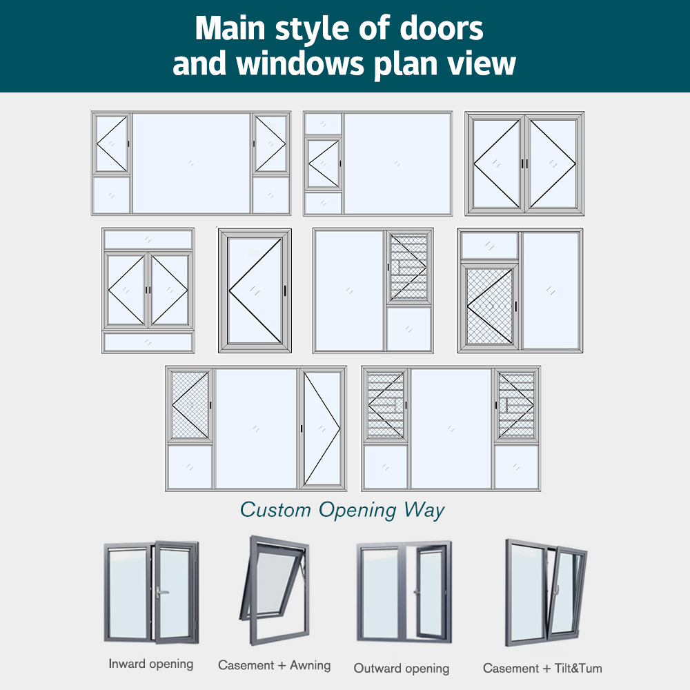 ZEKIN Modern Design White Aluminium Casement Windows Soundproof Tempered Glass with Energy Efficiency NFRC Insulated for Hotels
