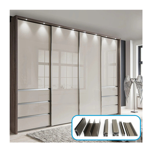 6000 Series Aluminium Panel Wardrobe Door CNC Processed Aluminum Extrusion Cupboard Sliding Door with Top Track Profile