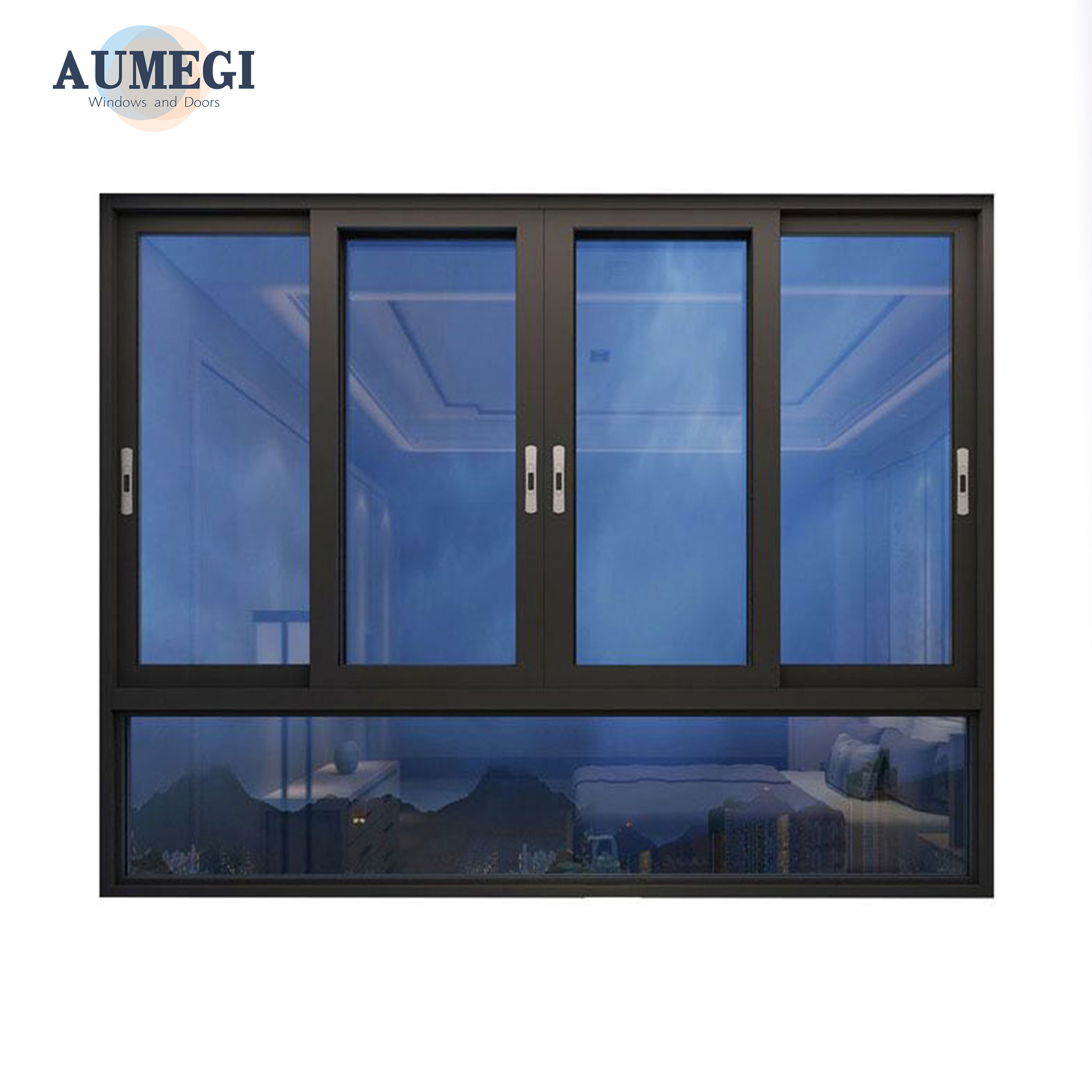 Aumegi Wall Thickness 1.4MM Aluminum Automatic Sliding Window Small Sliding Windows