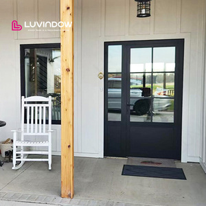 Luvindow Residential Aluminum Doors for House Patio Heat Insulated Rainproof Double Entry Swing Doors with Glass