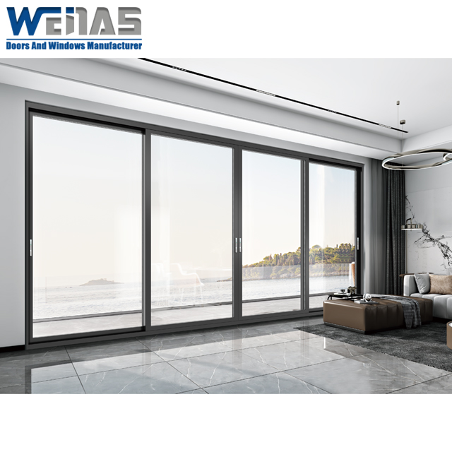 Stable Double Glass Soundproof Windproof Aluminium Heavy Duty Exterior Sliding Door