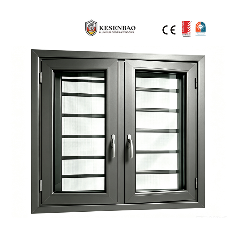 Australian Standard Aluminium awning window Inward Opening Aluminum Casement Windows with Screens and Grill for House