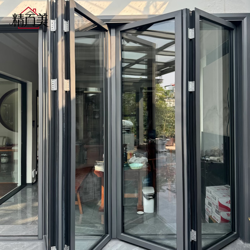 Narrow Custom Frame Aluminum Folding Door Weather Stripping Flexible Ventilation Slim Sash for Sunroom Patio Balcony Partition