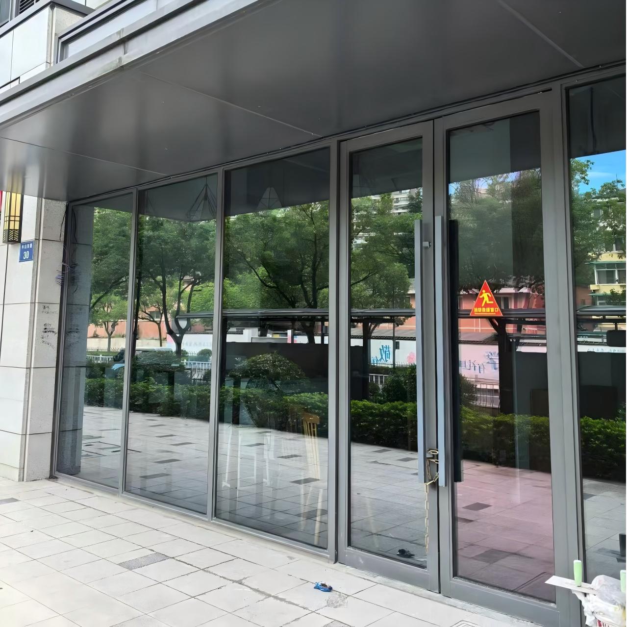 Modern Aluminum Casement Door Frosted Black Deep Gray Custom Size for Villa Apartment 1.5㎡ MOQ