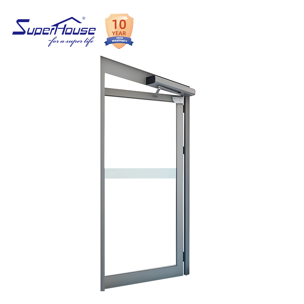 Superhouse Aluminium Glass Panic Escape Exit Door With Push Bar And Door Closer Custom Commercial Hotel