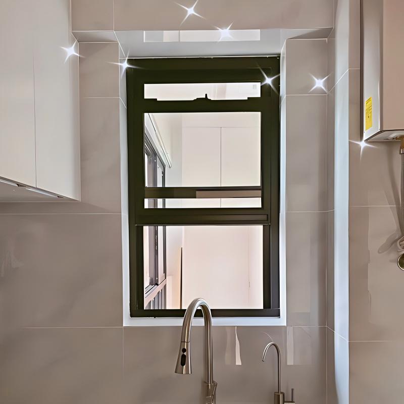Hot Sale Single Hung Window Modern Design Black Aluminum Double Glazed Sliding Vertical Windows for Kitchen Use