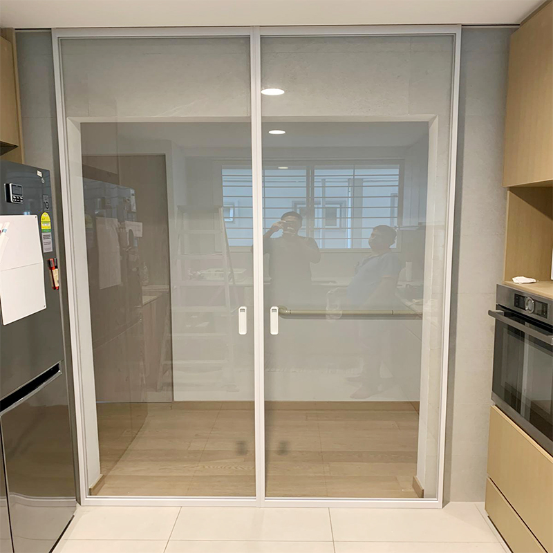 Tempered Glass Modern Design Waterproof Extremely Narrow Aluminum Alloy Sliding Glass Interior Doors Apartment Bedroom Kitchen