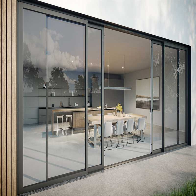 Trackless Aluminum Alloy Mosquito Net Sliding Glass Door System for Exterior Balcony Kitchen Patio Applications