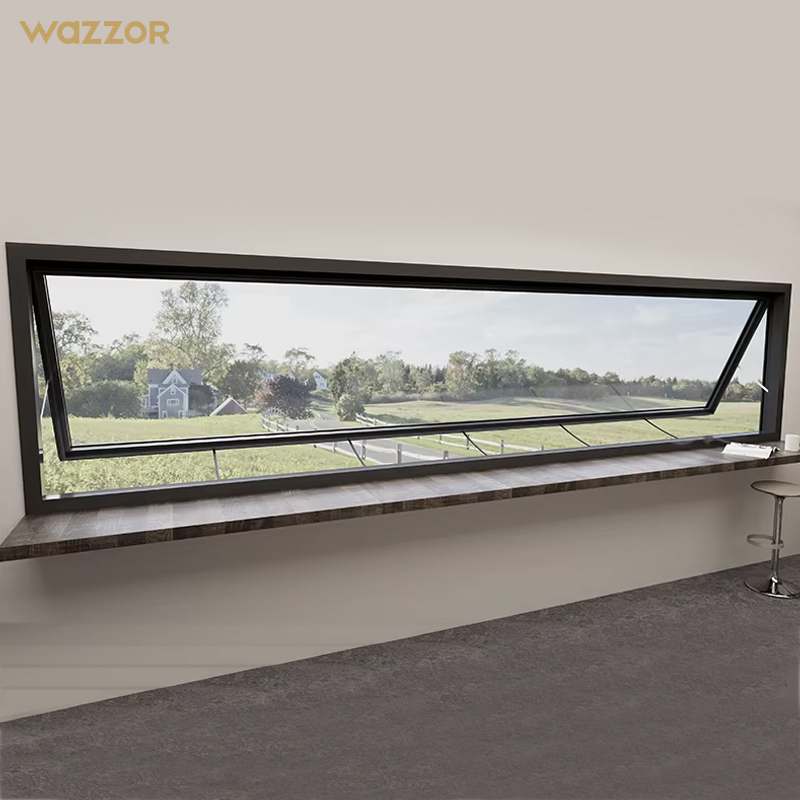 Wazzor Top-Out Awning Window Australia Standard Aluminum Glass Gas Strut Window Awning Type Building Material Awning Windows
