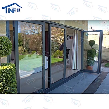 Factory Customized Frameless Aluminum Bi-fold Glass Partition Wall Panoramic Outdoor Sliding Accordion Door Modern Foldable