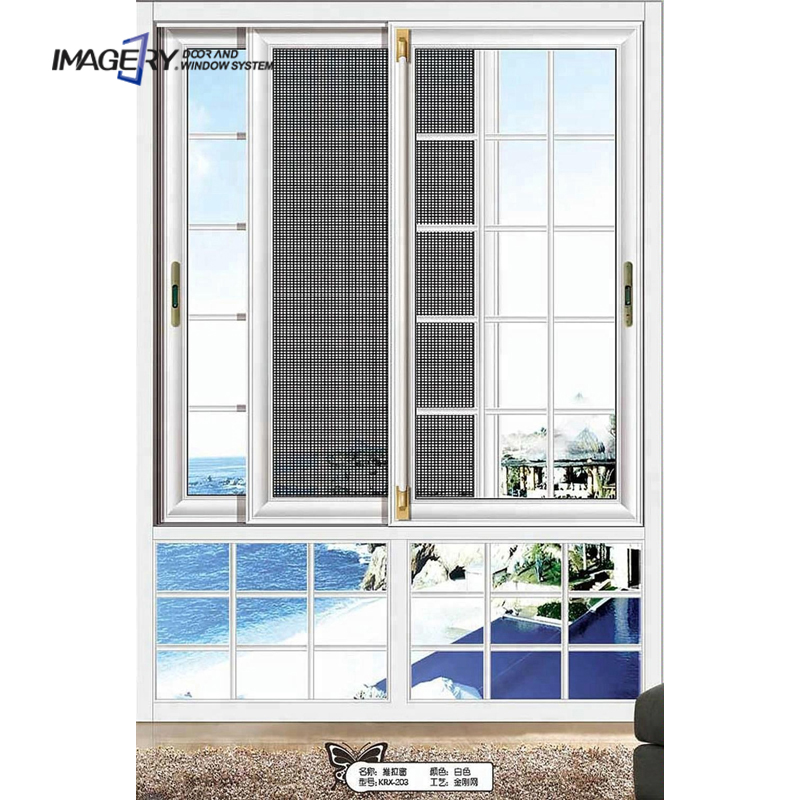 Simple Design Double Glazed 3 Tracks White Grill Frameless House Aluminum Sliding Door Window with Mosquito Net for Philippines