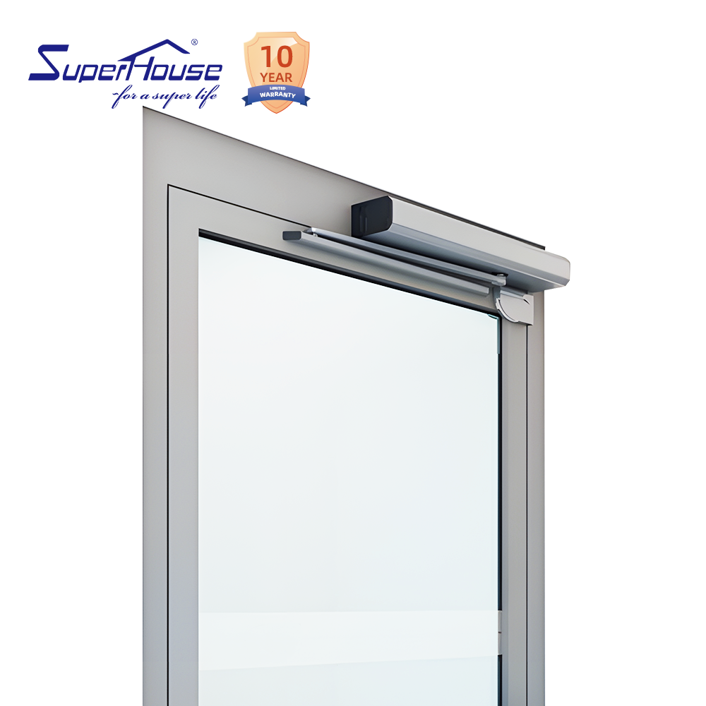 Superhouse Aluminium Glass Panic Escape Exit Door With Push Bar And Door Closer Custom Commercial Hotel