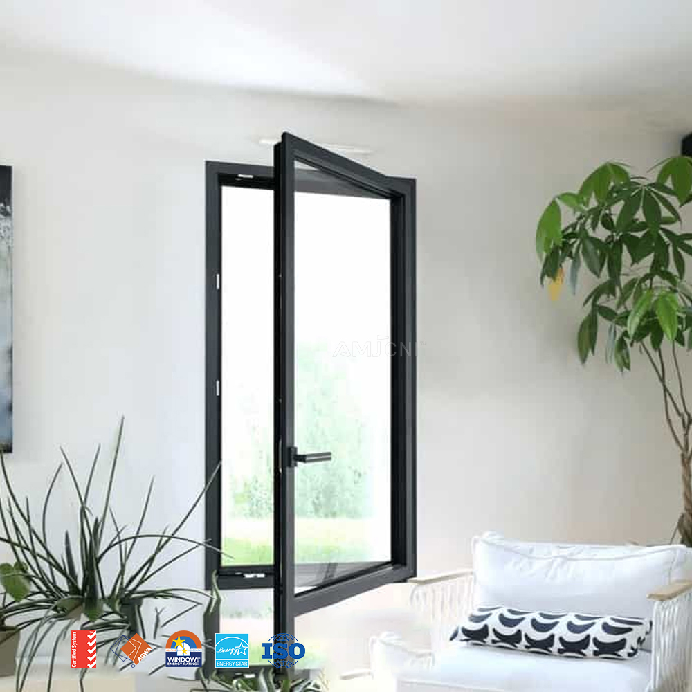 AMJ Double Pane Large Toughened Glass Fixed Picture Thermal Break House Windows Modern Panoramic Large Picture Casement Window