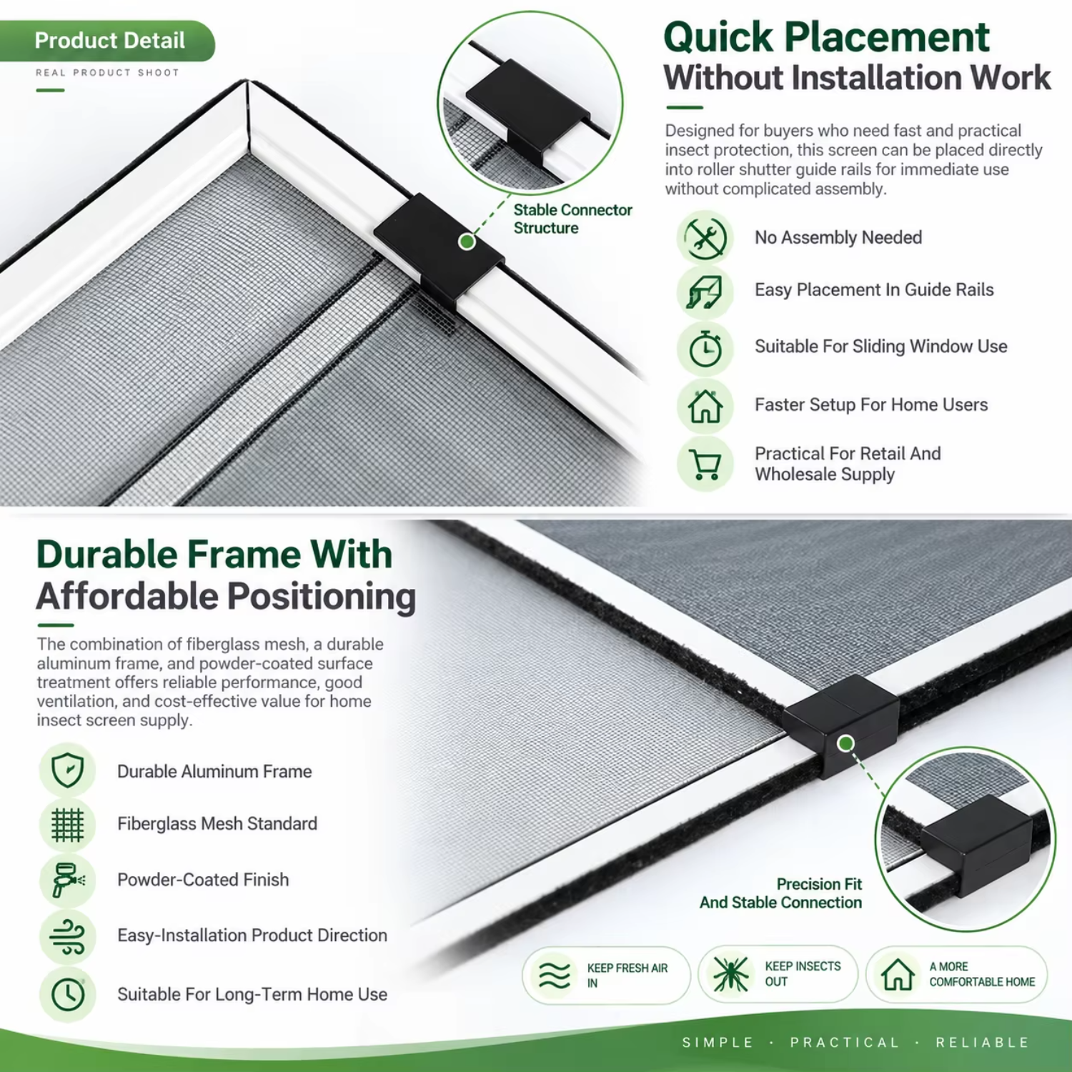 Aluminium Window Profile Extensible Sliding Insect Screen Mosquito Net Frame Durable Ventilation Customized Size Modern Home Use