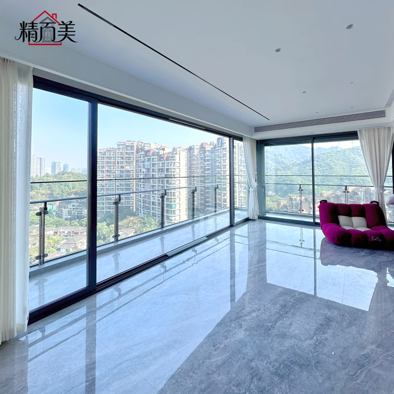 Modern Windproof Customized Hurricane Resistant Glass Soundproof Rigid Frame Weatherproof Aluminum Side Pressure Sliding Door