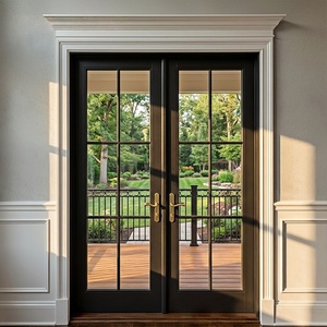 CE Certified Modern Single French Doors Black Power Coated Heat Insulation Aluminium Bedroom French Doors